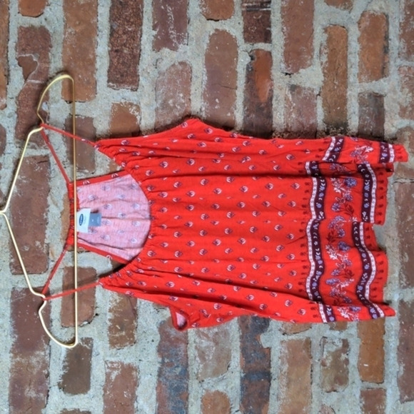 Old Navy Medium Orange Floral Tank Top - Picture 1 of 8